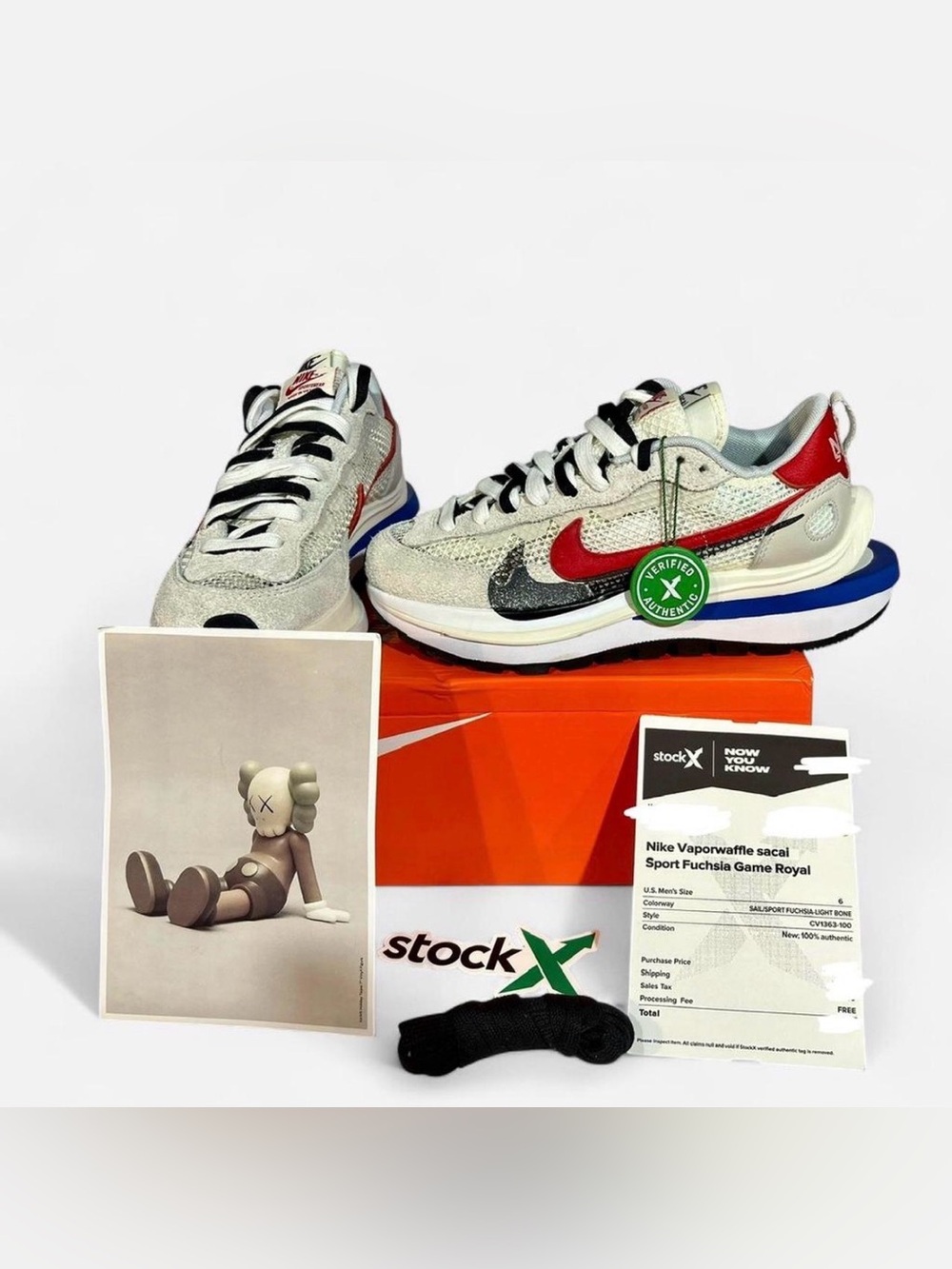 Authentic Nike Vaporwaffle Sacai Sail' Fuchsia Game Royal trainers